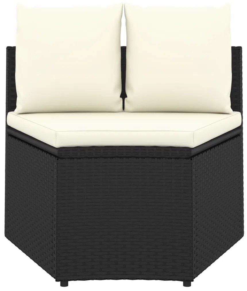 Set Divani da Giardino 4 pz con Cuscini in Polyrattan Nero