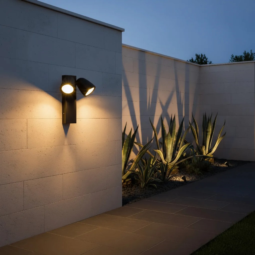 Applique da Esterno Orientabile IP65 2xGU10 serie AXIS - Nera