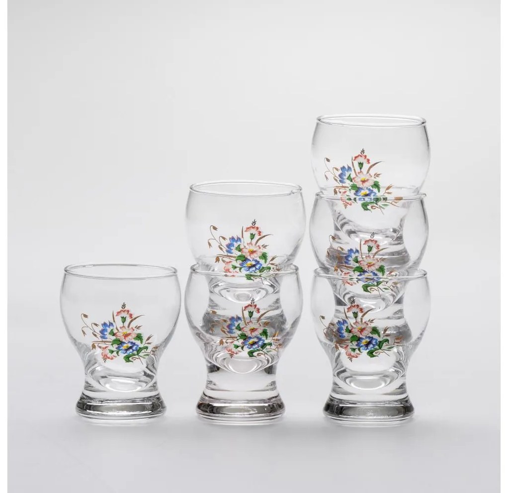 Set 6x bicchiere da liquore limpido - motivo floreale n3
