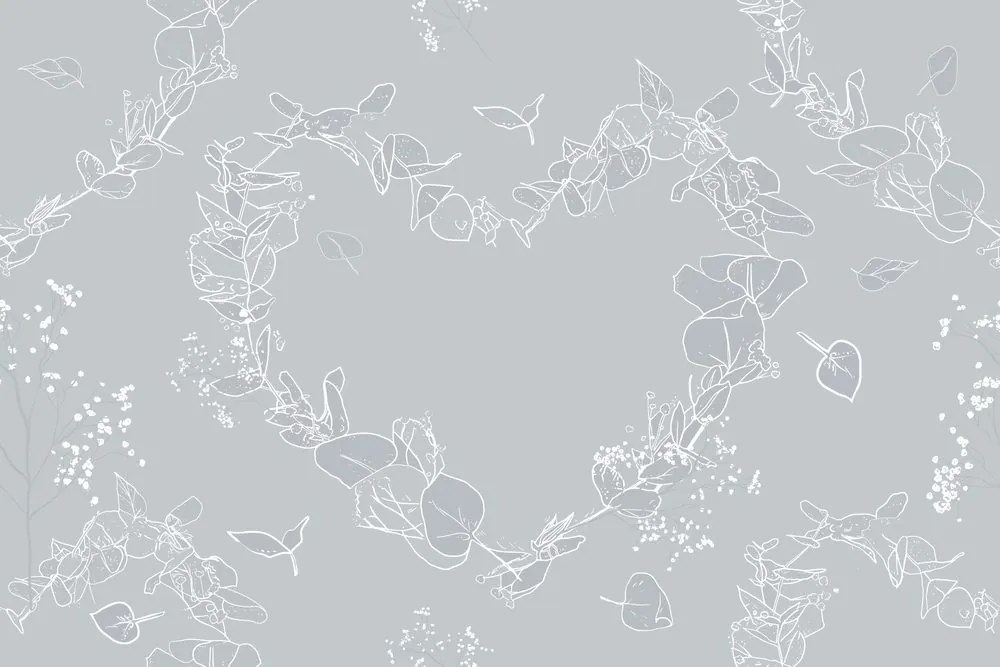 Carta da parati – Cuore popolare in versione grigia