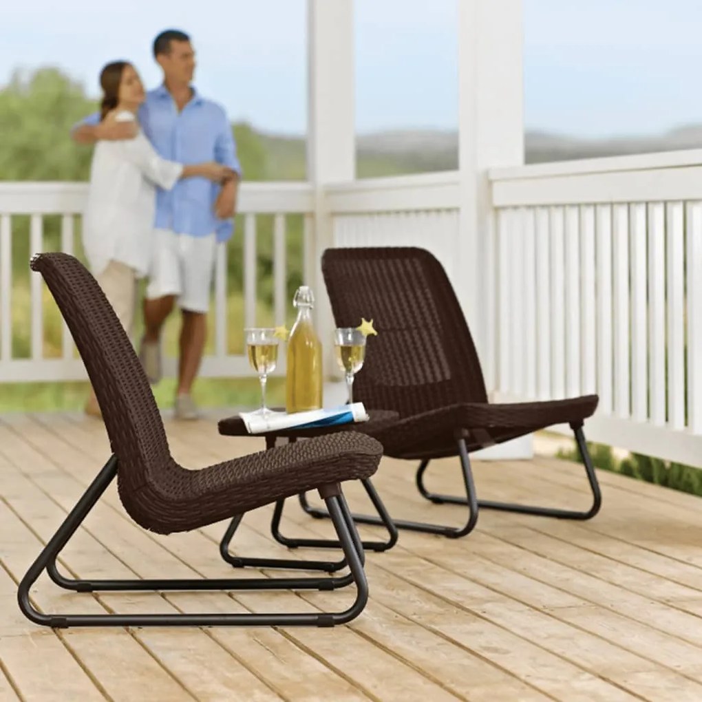 Keter set mobili da patio 3 pz rio cappuccino 218157