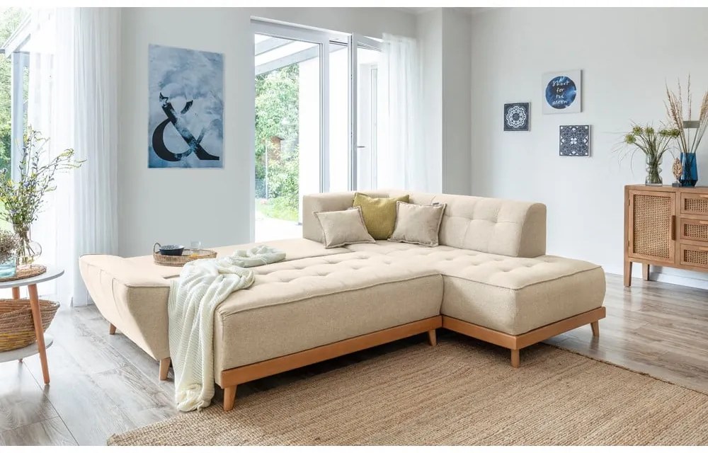 Divano letto angolare beige (angolo destro) Dazzling Daisy - Miuform