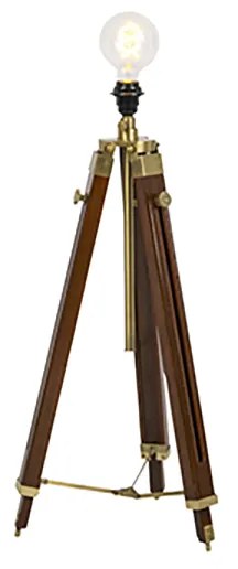 Lampada da terra in ottone con paralume grigio chiaro a treppiede 50 cm - Cortin