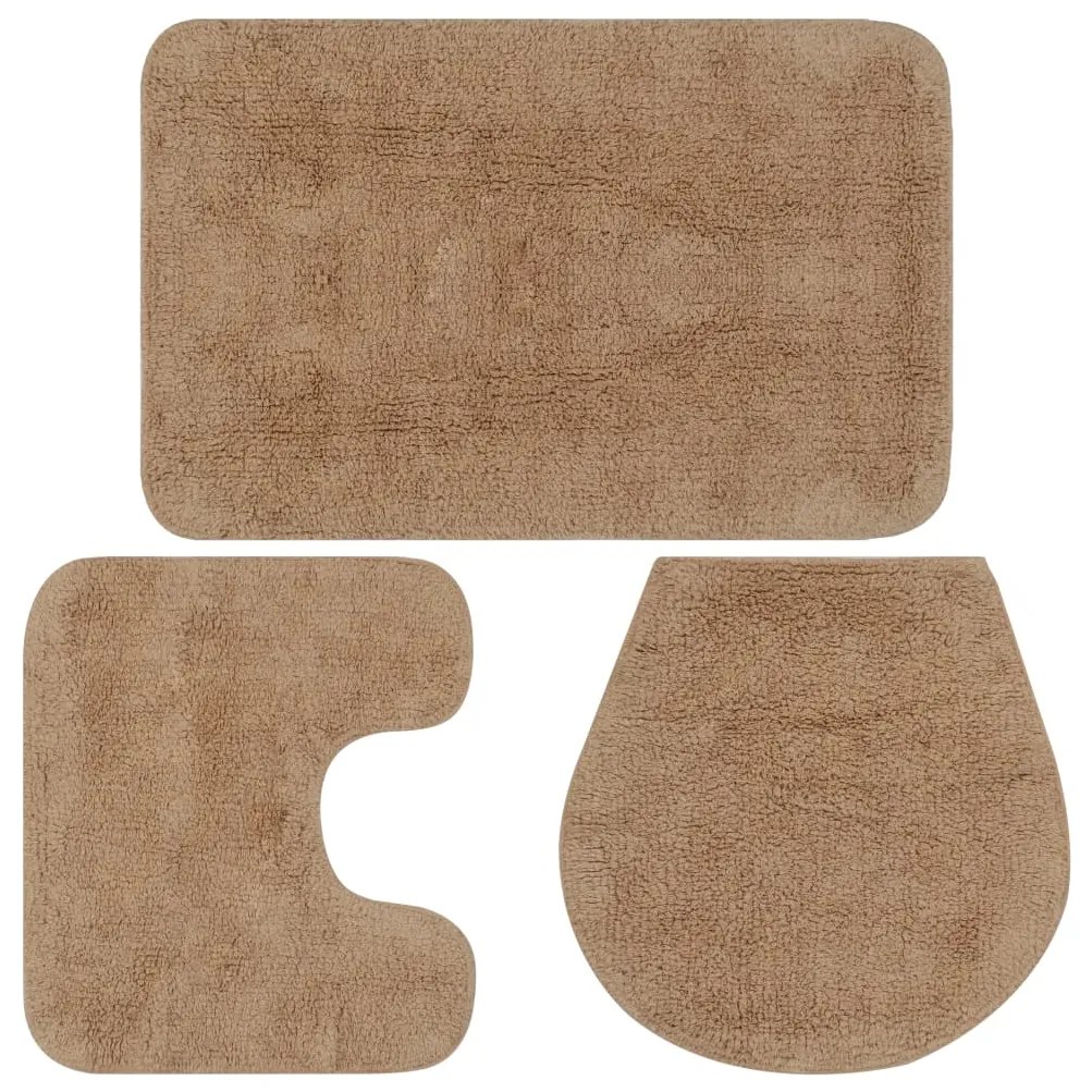 Set Tappetini Per Bagno 3 Pz İn Tessuto Beige /