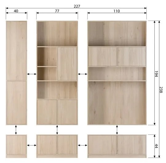 Tavolo TV modulare in rovere colore naturale 77x44 cm Modulair - vtwonen