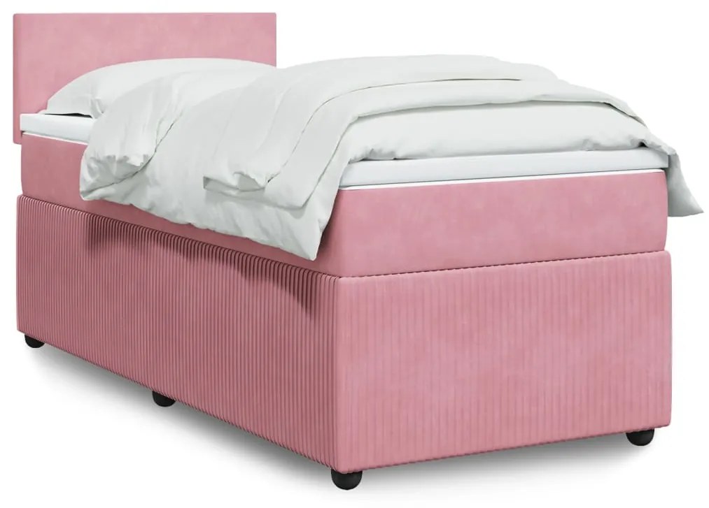 Giroletto A Molle Con Materasso Rosa 90x200 Cm İn Velluto /