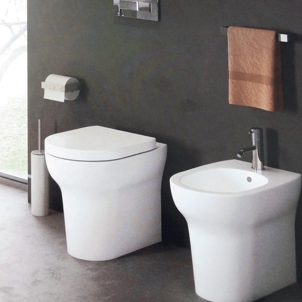 Coppia Di Sanitari a Terra Senza Brida Ceramica Cielo "Jo" Bianco Lucido