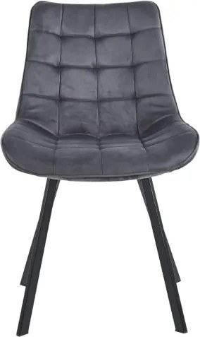 Sedia da pranzo in velluto Grigio Scuro e gambe metallo nero - Roma 2 sedie