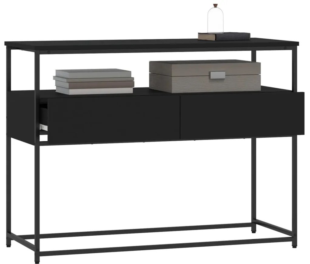 Tavolino consolle nero 100x40x75 cm in legno multistrato