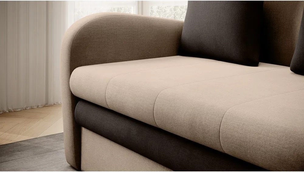 Divano marrone chiaro allungabile e rivestimento in velluto 130 cm Ario – ELTAP