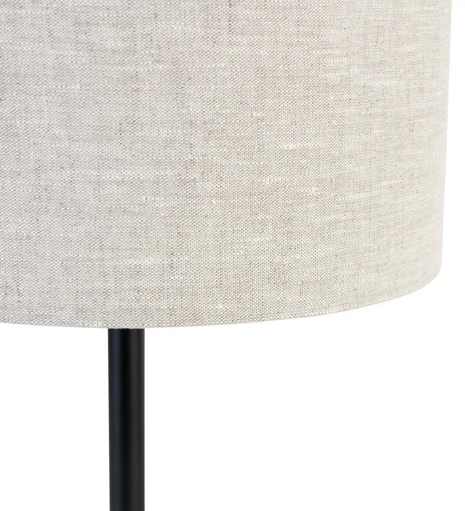 Lampada da tavolo moderna nera con paralume in bouclé grigio chiaro 35 cm - Simplo