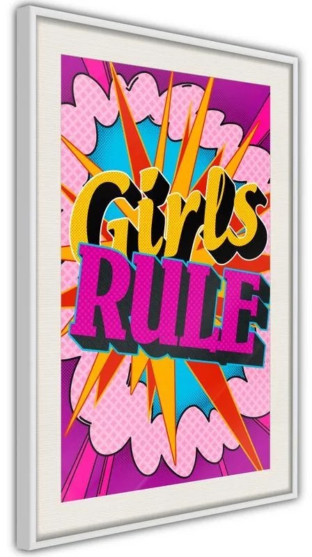 Poster  Girls Rule (Colour)  Cornice Quadri Cornice nera con pass-partout, Larghezza x Altezza Home decor 30x45