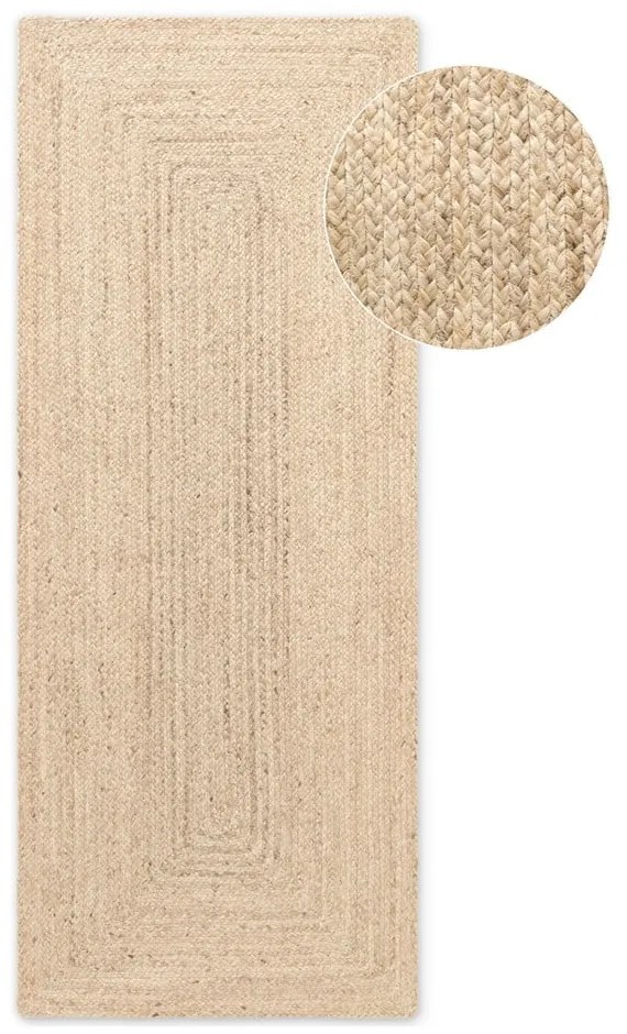 Passatoia colore naturale chiaro in iuta reversibile e tessuta a mano 80x200 cm Sharmila Natural White – Hanse Home