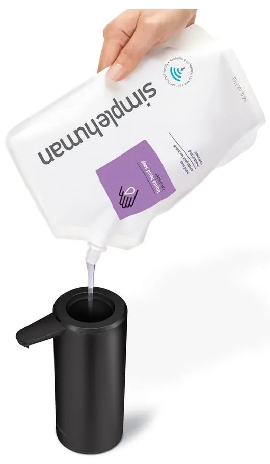 Dispenser di sapone in acciaio touchless nero opaco da 414 ml - simplehuman