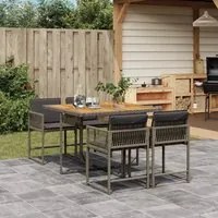 Set da Pranzo da Giardino 5 pz con Cuscini in Polyrattan Grigio 3211442