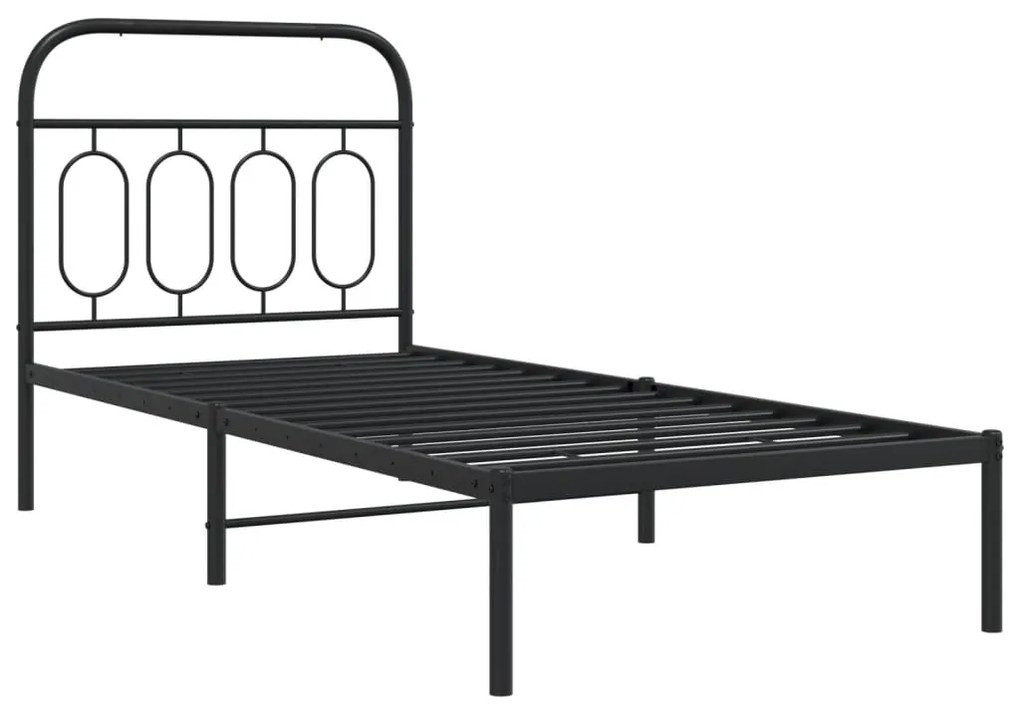 Giroletto con testiera in metallo nero 90x190 cm