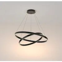 Lampadario A Sospensione Moderno Rim Alluminio Nero 2 Luci Led 88W