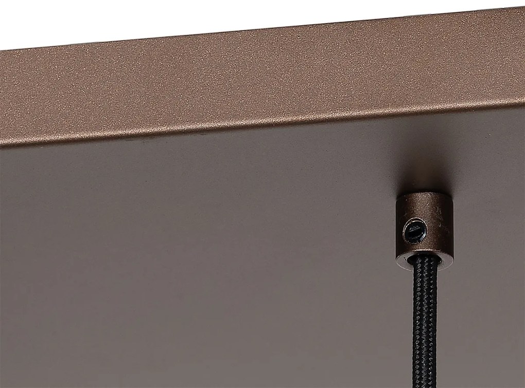 Lampada a sospensione Art Déco bronzo scuro con vetro ambrato 8 luci - Sandra