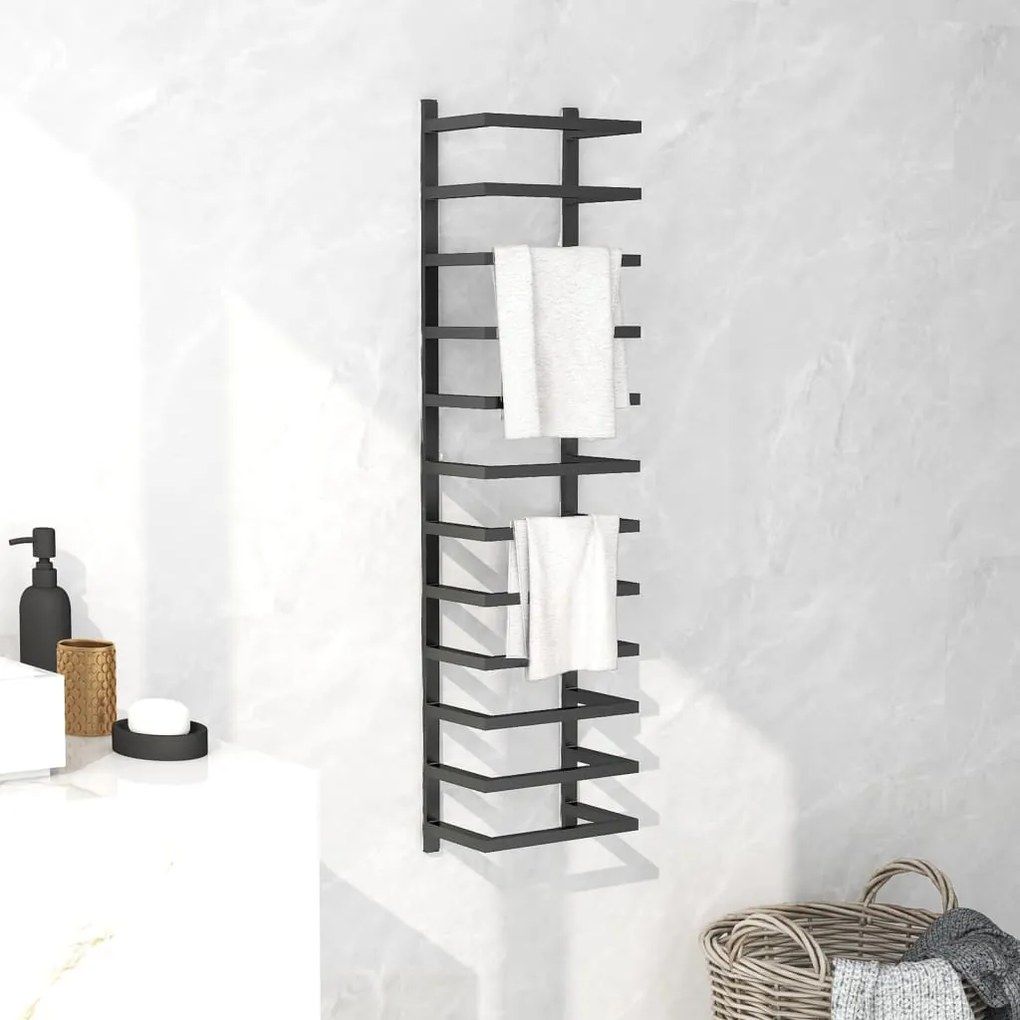 Portasciugamani Nero 24x12x96 Cm İn Acciaio /