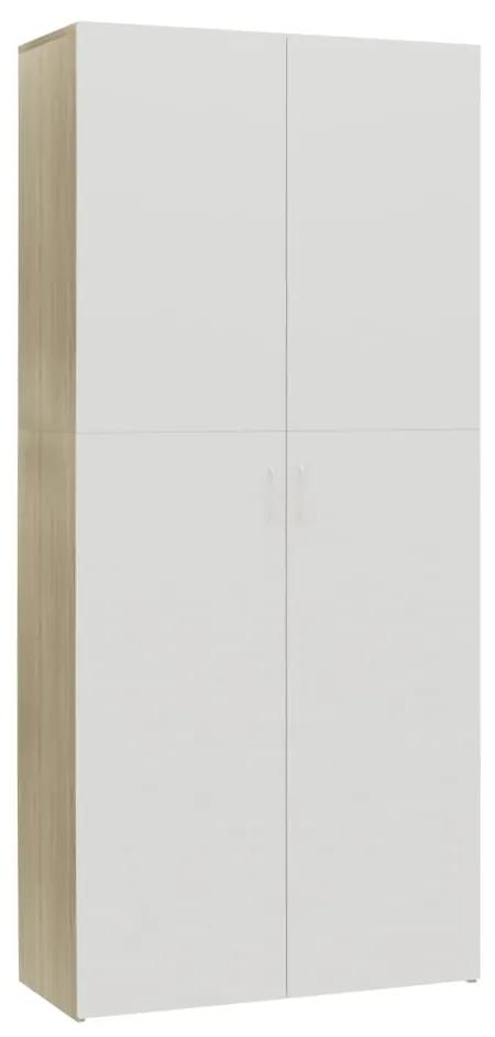 Scarpiera Bianca Rovere Sonoma 80x35,5x180cm Legno Multistrato