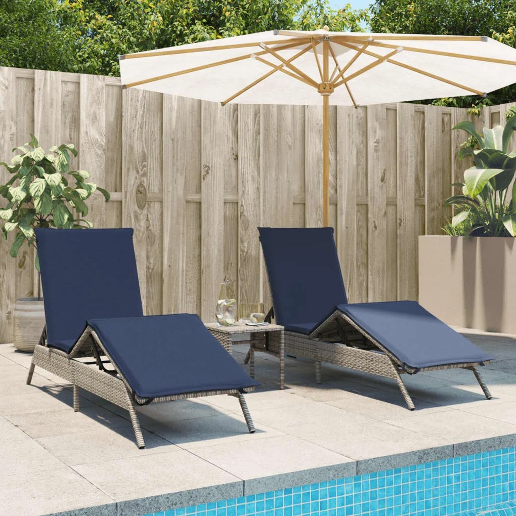 Lettini Prendisole 2 Pz Con Tavolino Grigio İn Polyrattan /