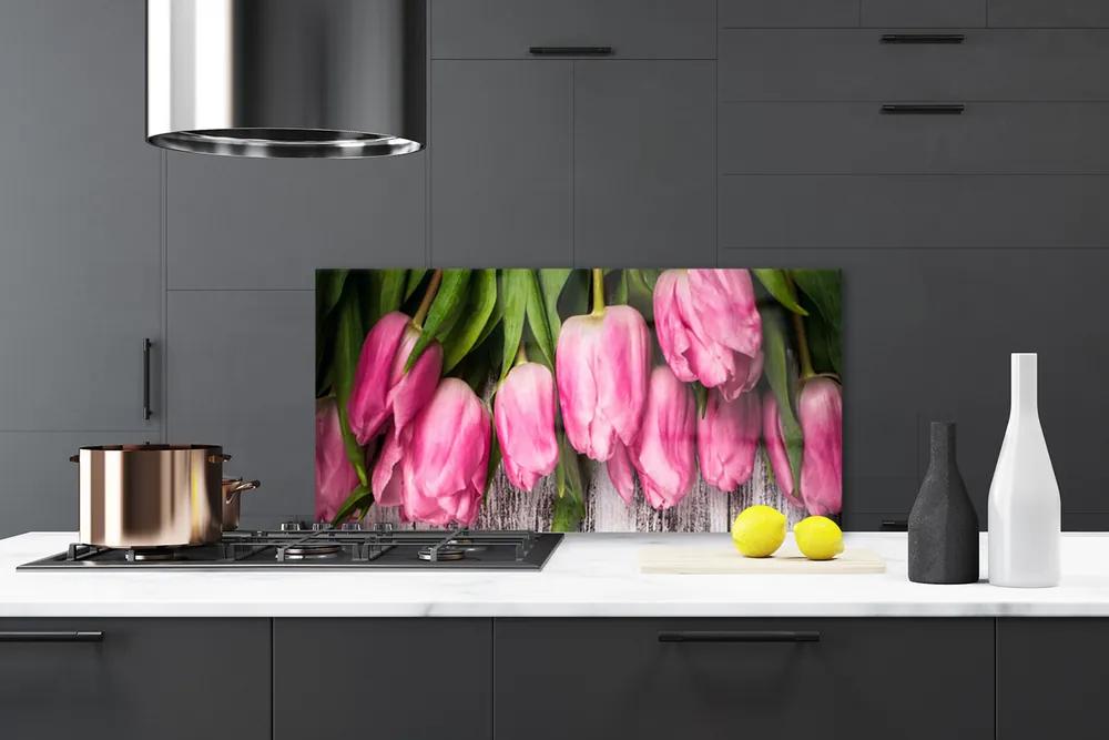Pannello cucina paraschizzi Tulipani Sul Muro 100x50 cm