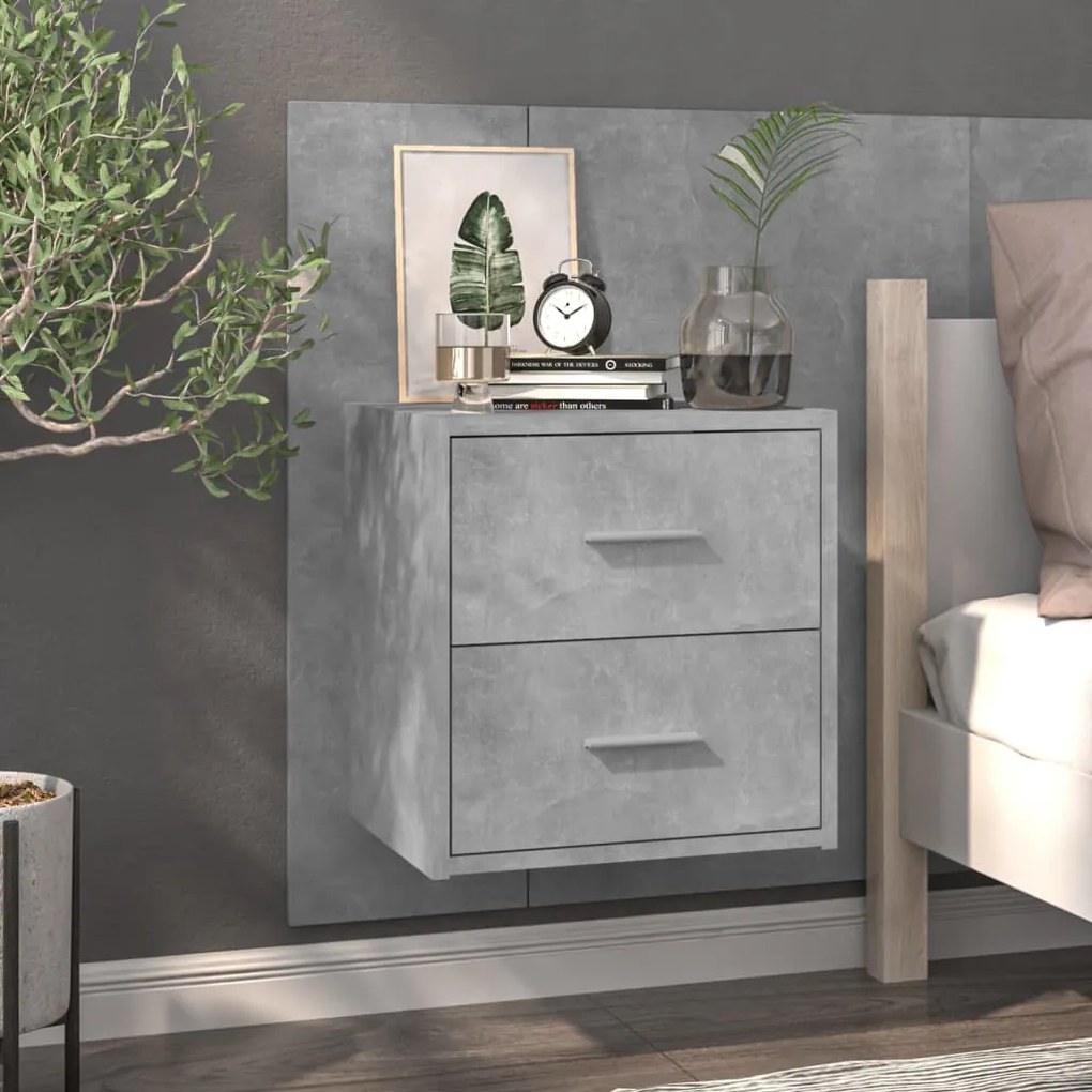 Comodino A Muro Grigio Cemento /
