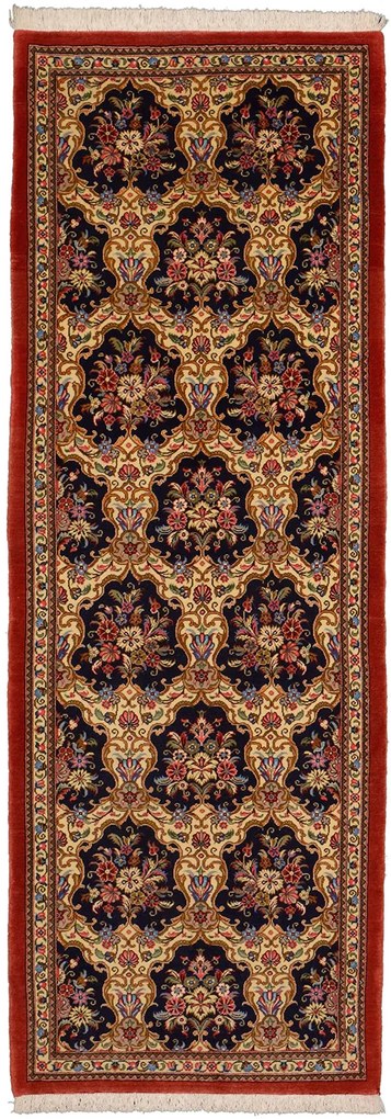 Ghom Tappeto 250 x 70 Marrone (Iran) Annodato A Mano