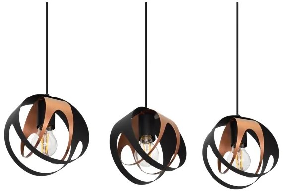 Lampadario a sospensione con filo MOONLIGHT 3xE27/15W/230V nero/rame