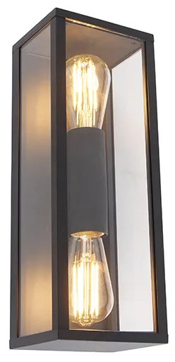 Lampada da parete intelligente nera 38 cm 2 luci IP44 incl. Wifi ST64 - Charlois