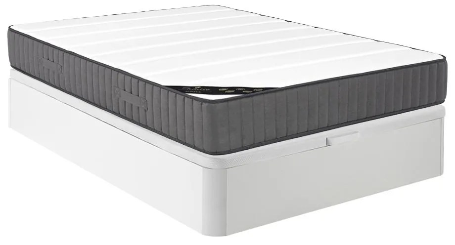 Set 140x190 Rete vano Bianco+Mater. ibrido molle insac. 7 zone schiuma alta resilienza sp.26cm - AUDACE di PALACIO