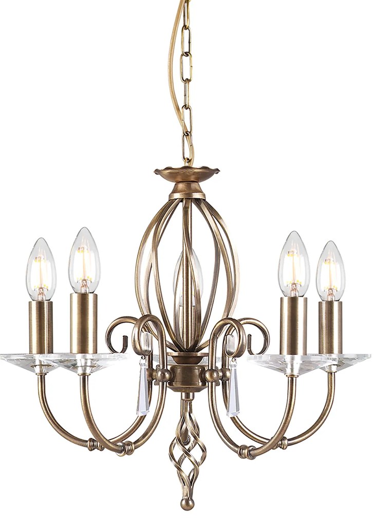 Lampadario Classico Aegean Acciaio Ottone Anticato 5 Luci E14