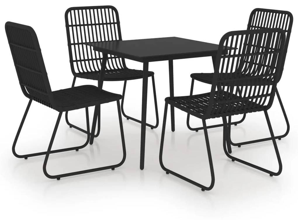 Set da pranzo da giardino 5 pz in polyrattan e vetro