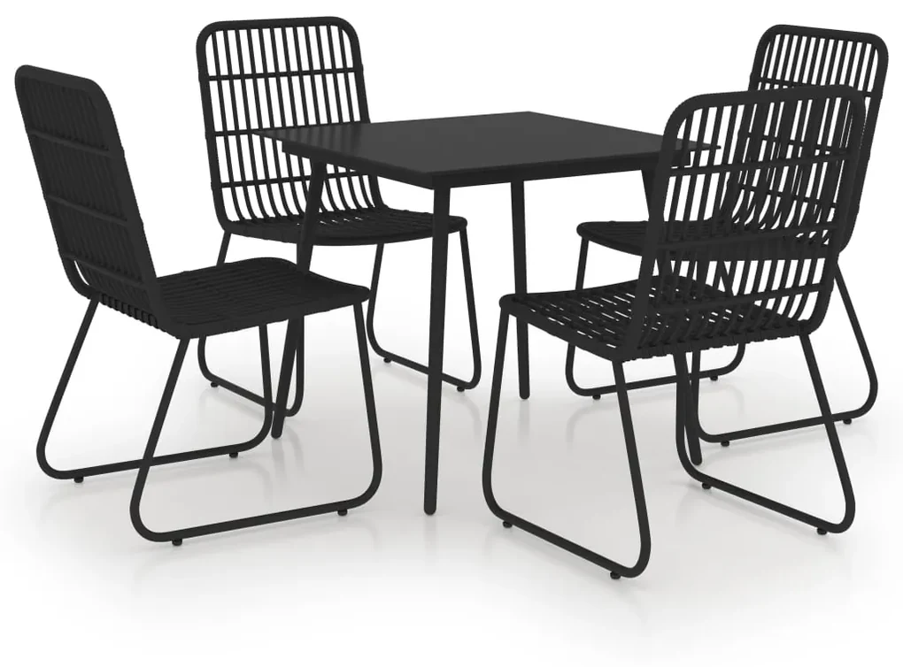 Set da pranzo da giardino 5 pz in polyrattan e vetro