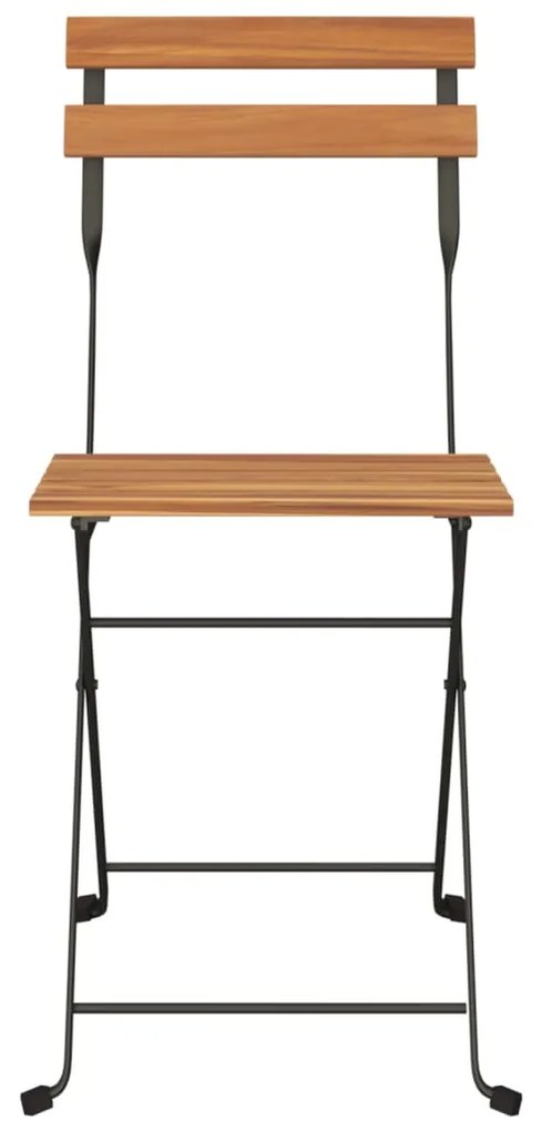 Sedie pieghevoli da bistrò 8 pz legno massello teak e acciaio