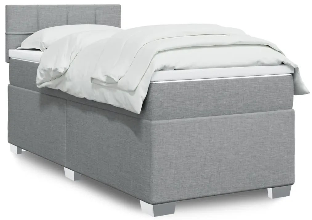 Giroletto A Molle Con Materasso Grigio Chiaro100x200 Cm Tessuto /