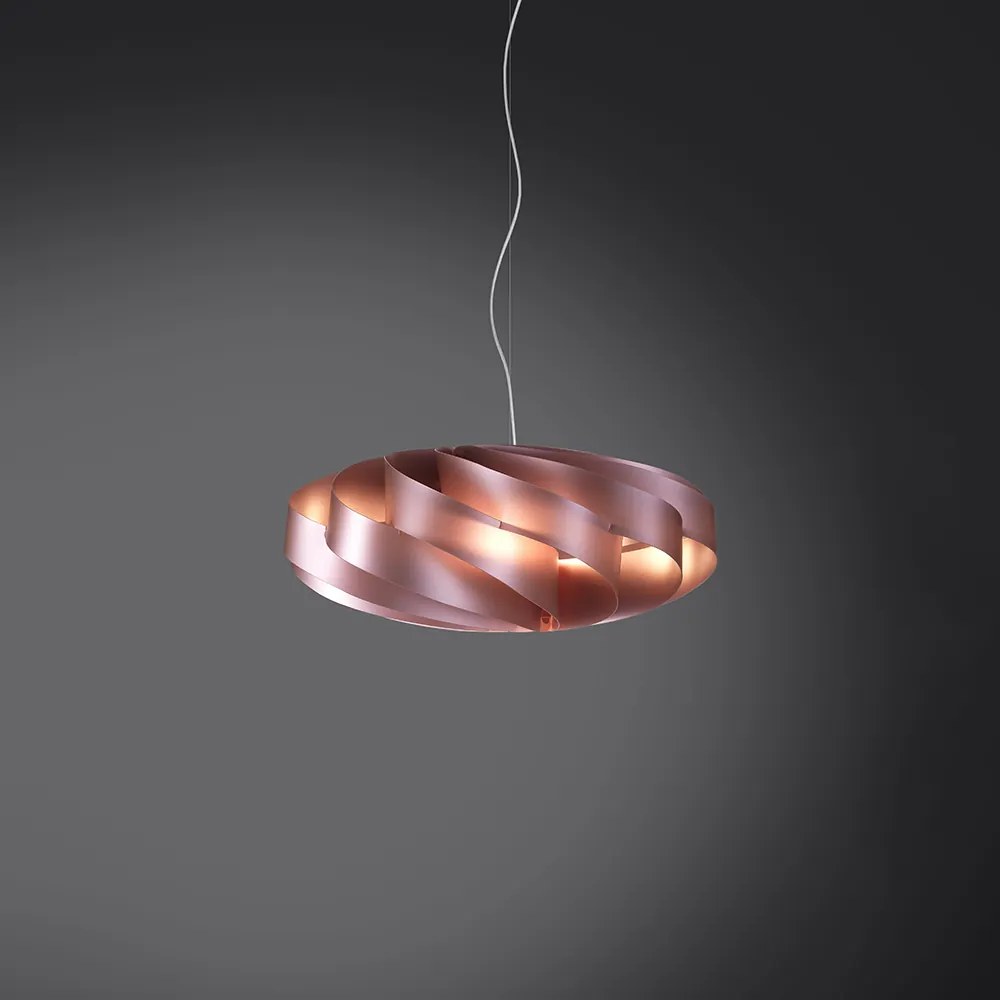 Sospensione Moderna 1 Luce Flat In Polilux Rosa Metallico D40 Made In Italy