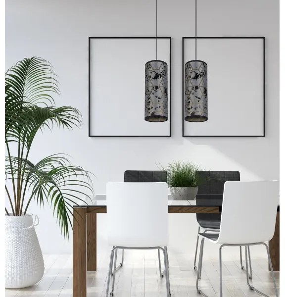 Lampadario a sospensione con filo AVALO 2xE27/60W/230V grigio/nero