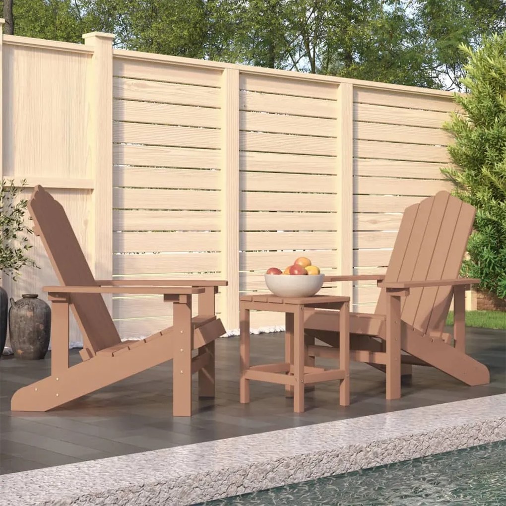 Sedie da giardino con tavolo adirondack in hdpe marrone