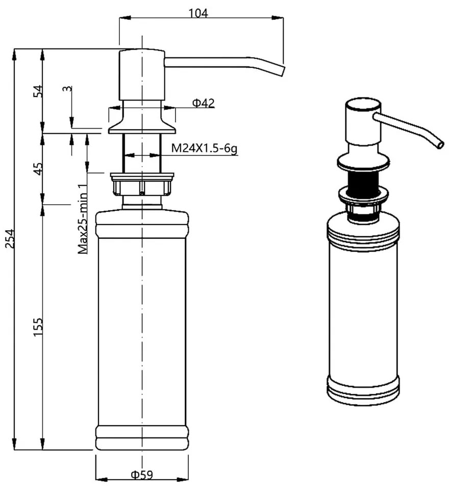 Dispenser di sapone in plastica argento opaco 350 ml - Sapho