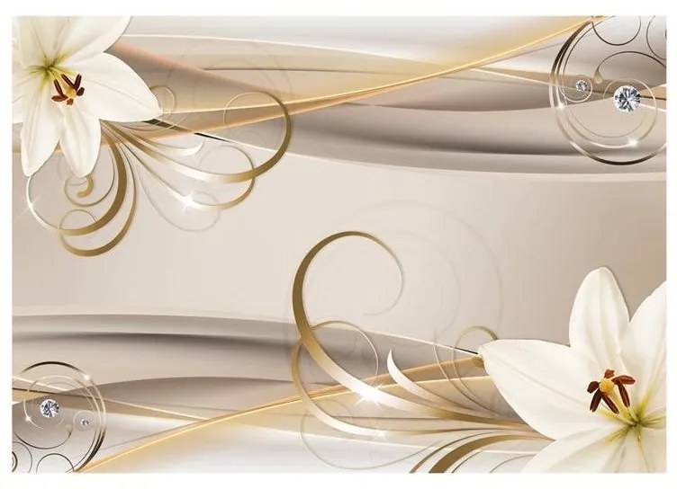 Fotomurale adesivo  Lilies and The Gold Spirals  Larghezza x Altezza Home decor 147x105