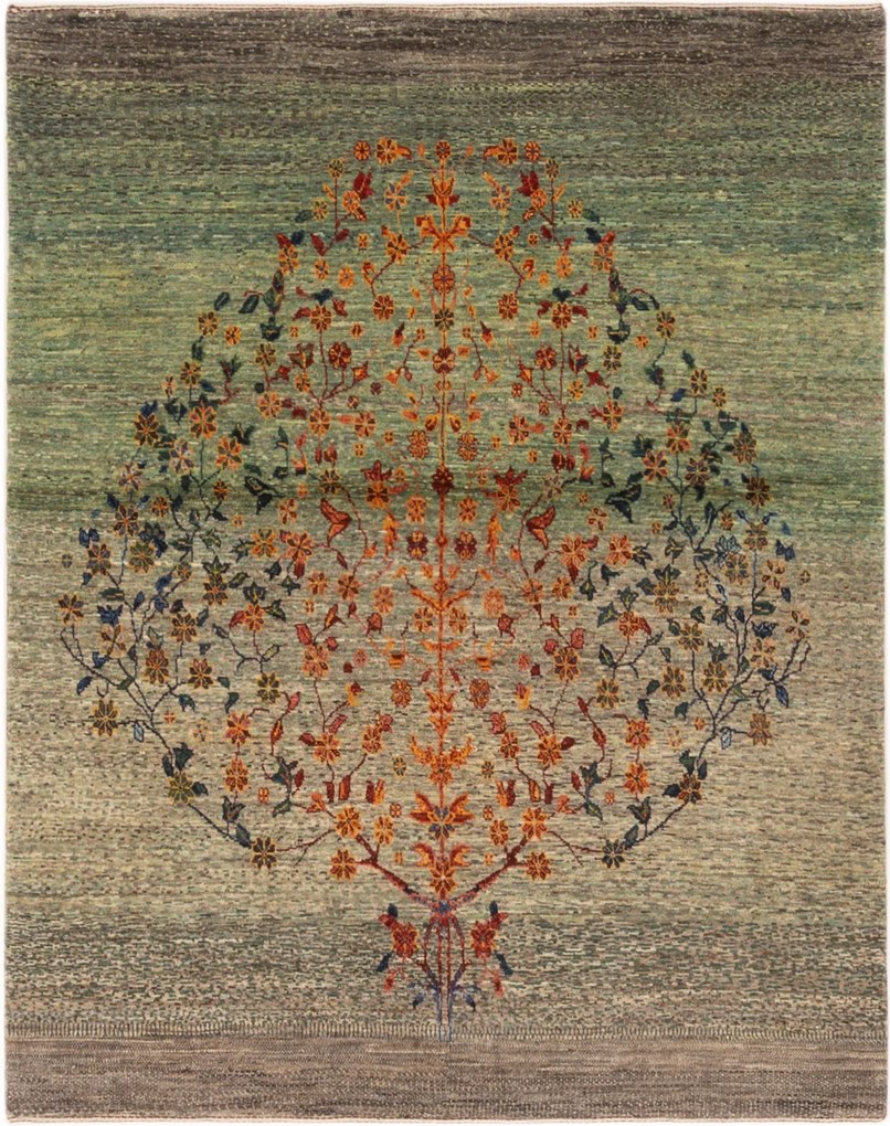 Loribaft Tappeto persiano 190x150 Verde (Iran) Annodato A Mano