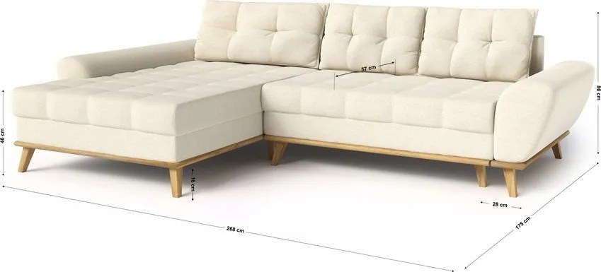 Divano letto angolare crema (penisola a sinistra) Balitco - Ropez