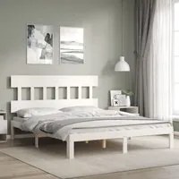 Giroletto con Testiera Bianco 160x200 cm Legno Massello 3193607