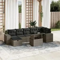 Set Divano da Giardino 8 pz con Cuscini Grigio in Polyrattan 3275310