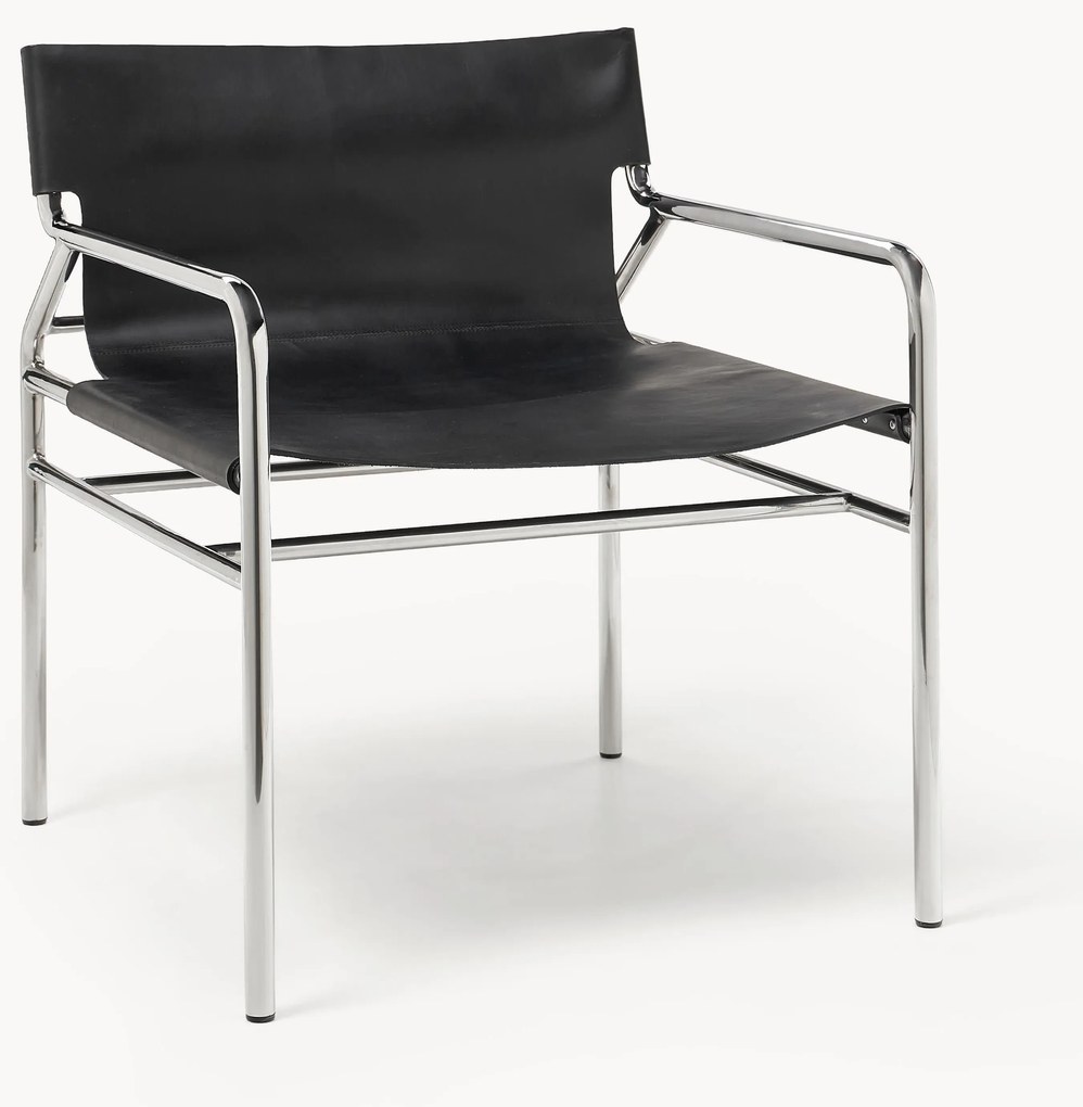 Sedia con braccioli in pelle Dion