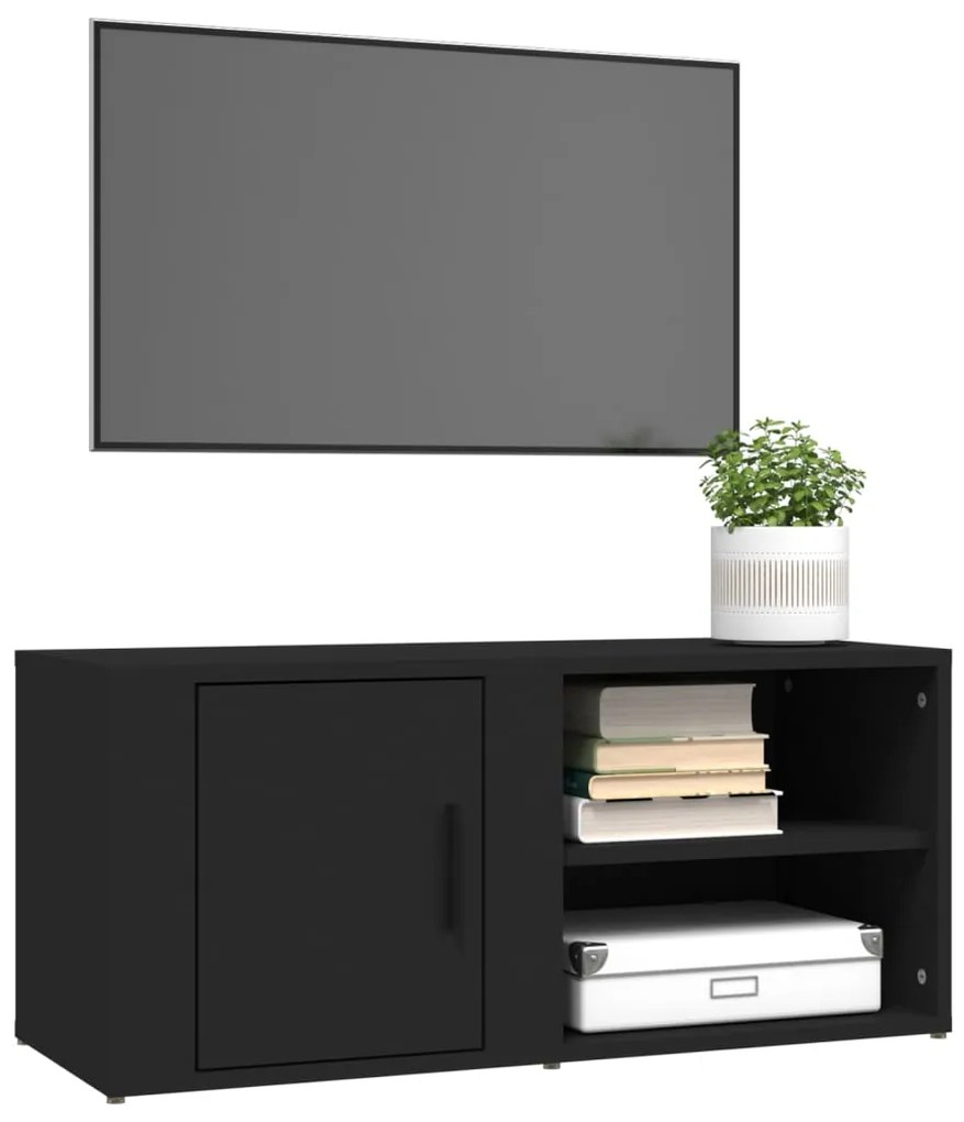 Mobile porta tv nero 80x31,5x36 cm in legno multistrato