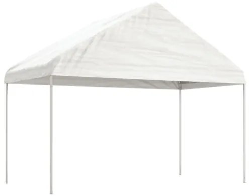 Gazebo con Tetto Bianco 17,84x4,08x3,22 m in Polietilene