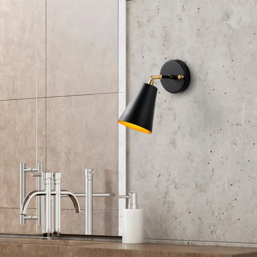 Lampada da parete nera/dorata ø 10 cm Evander – Opviq lights