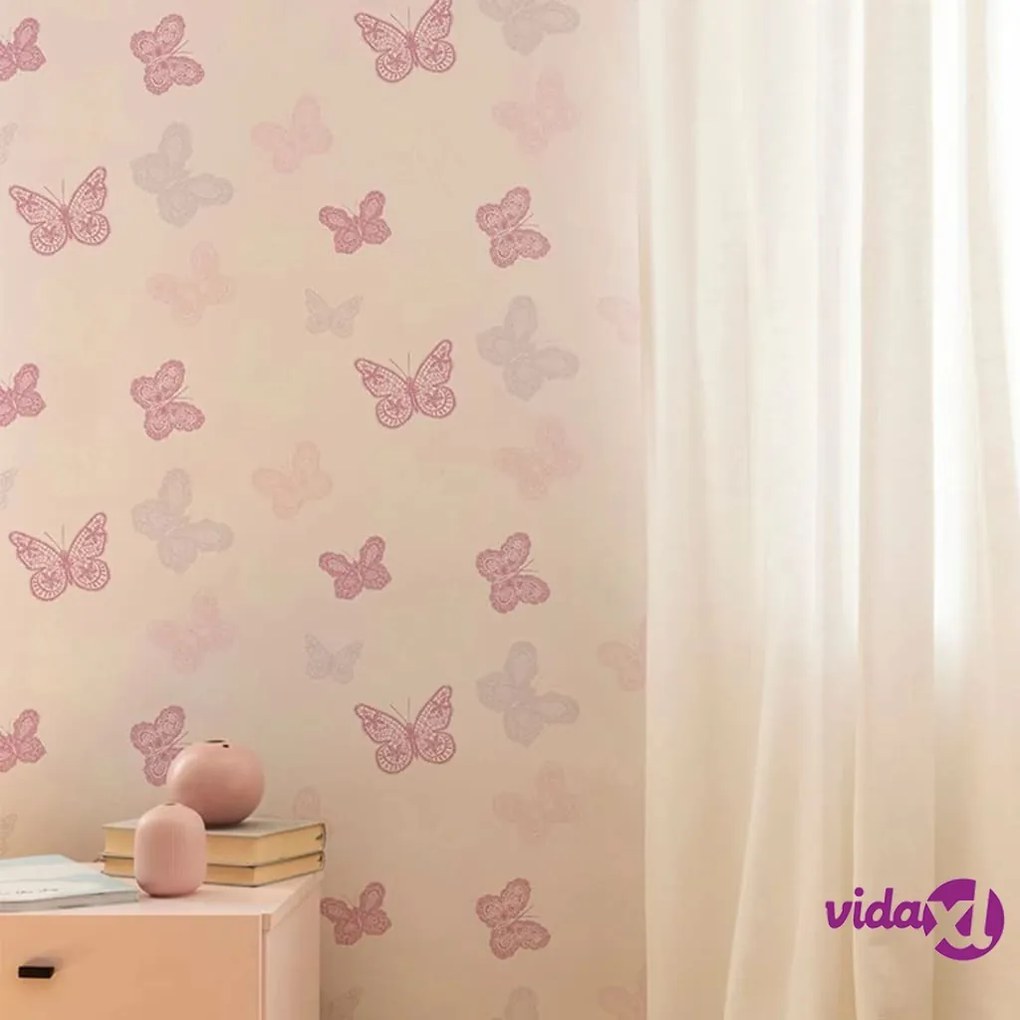 Noordwand Kids at Home Carta da Parati Butterfly Rosa 100114